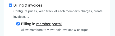 Enable member billing in your account settings